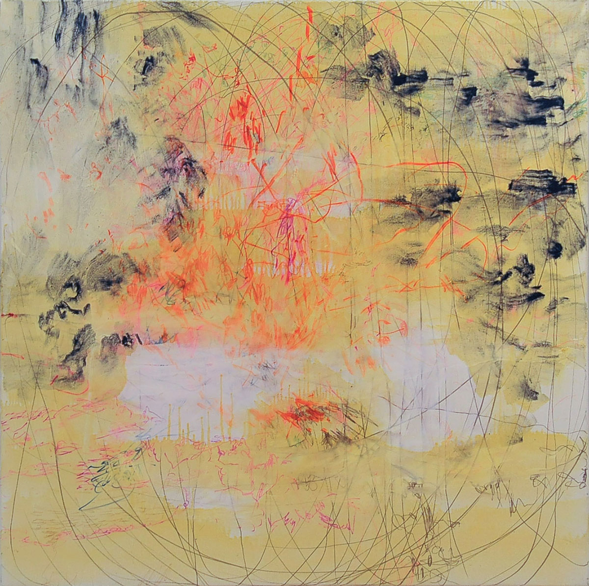 6 Andreea Albani - Untitled (Time # 0.2 series) (# 4) oil, printing ink, coal, marker on canvas, 2014