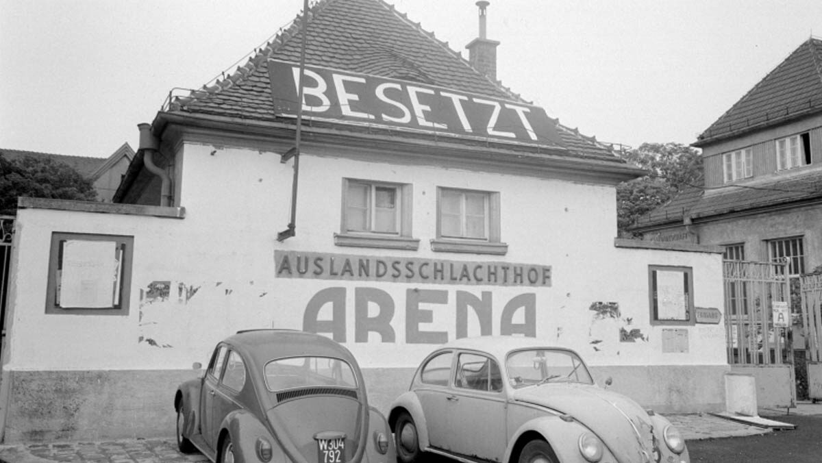 Besetzung der Arena in Wien, Fritz Kern, 1976. ÖNB, Bildarchiv und Grafiksammlung.