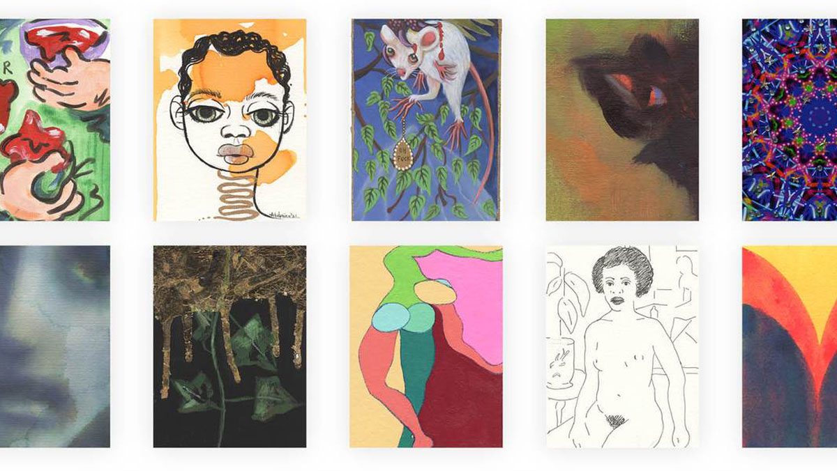 She Curates Mini Art on a Postcard Auction