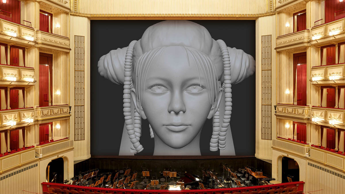 Cao Fei, The New Angel, 2022, Eiserner Vorhang, museum in progress, Wiener Staatsoper, 2022/2023, Großbild, Copyright: museum in progress