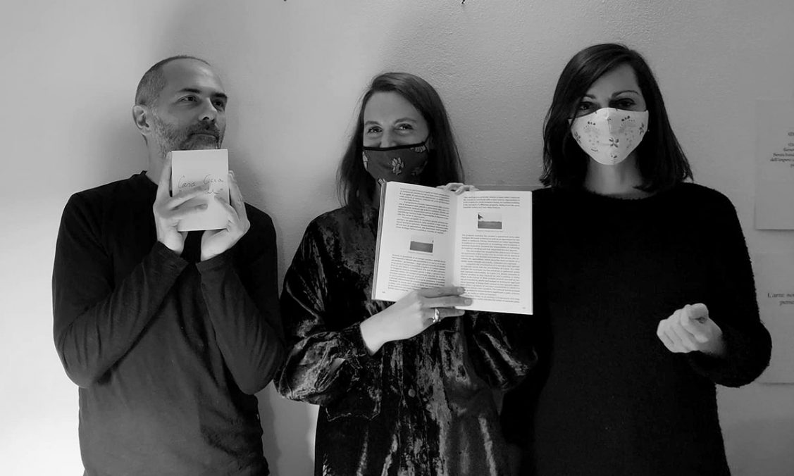 Luca Ruali, Giulia Currá & Mata Tomasello Trifilò with the calendar and Opposizioni book