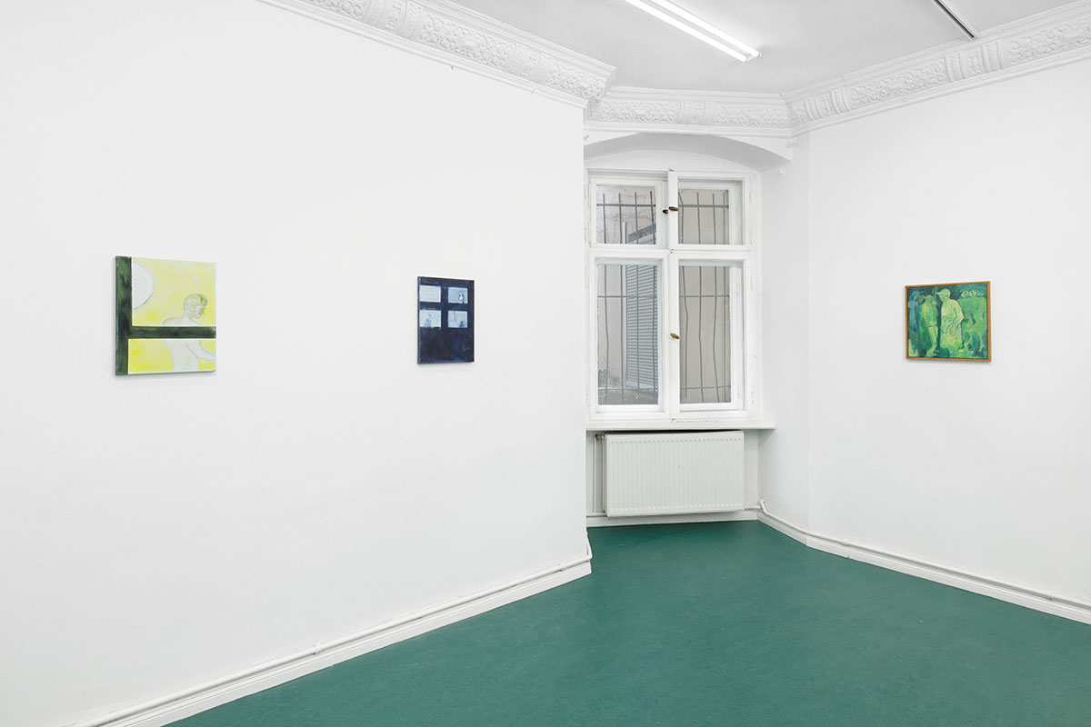 exhibition view. Eliza Wagener - Windowpecking at Noah Klink, Berlin. Photo: Hans Georg Gaul