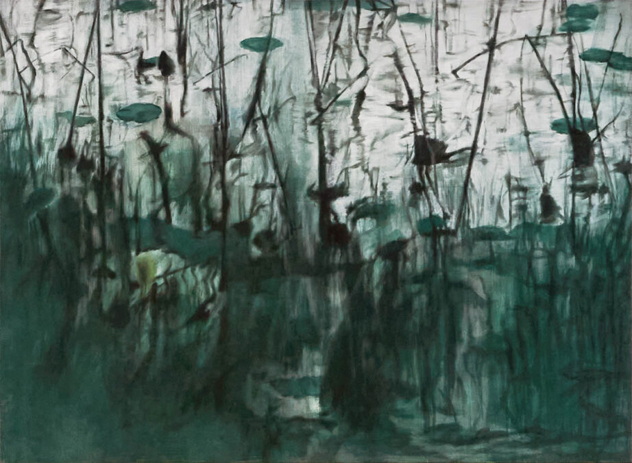 Park Chunwha, 20240517 1944 N36.62332° E126.63312°, 53x72.7cm, charcoal and acrylic on jangji paper, 2024