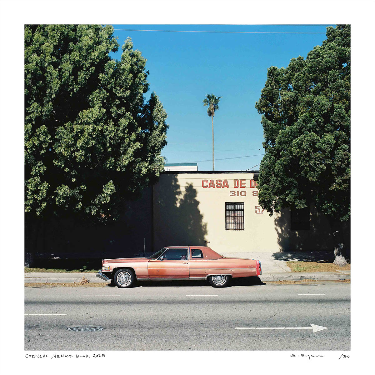 George Byrne ‘Cadillac Venice Blvd. 2025’, Archival Pigment Print, 11.5 x 11.5, Edition of 50 signed, dated, numbered + titled on the front