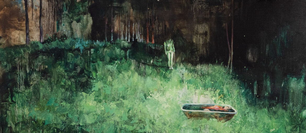 Zhang Wenrong 张文荣, Where am I, 2012, Oil on canvas, 90 x 160 cm, Courtesy BMCA Collection