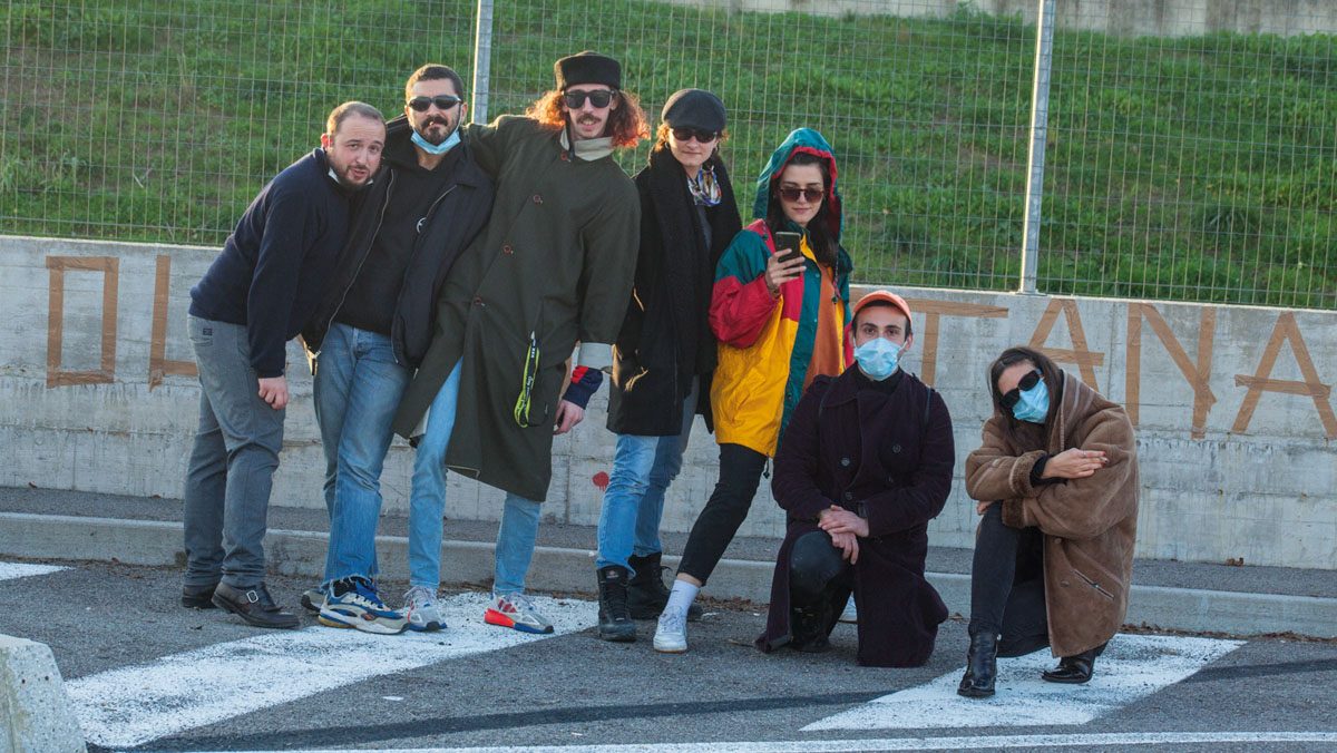 Gabriele Tosi, Matteo Coluccia, Edoardo Ciaralli, Giulia Poppi, Lori Lako, Davide D'Amelio and Chiara Camellina during the first polka nearby Florence