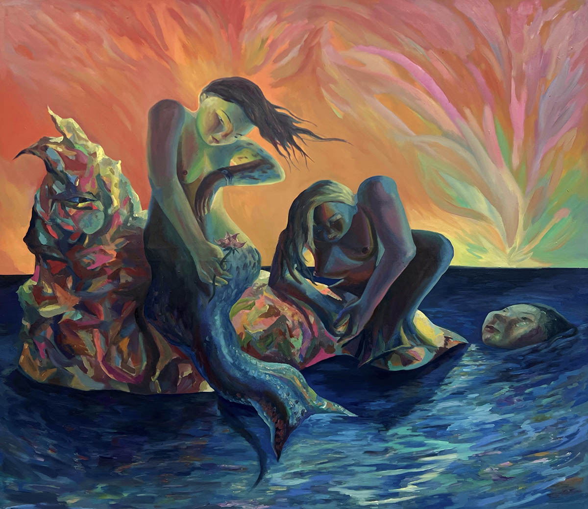 Malevolent smile, 110x110 cm, oil on canvas, 2023 (Studio West gallery, London) 