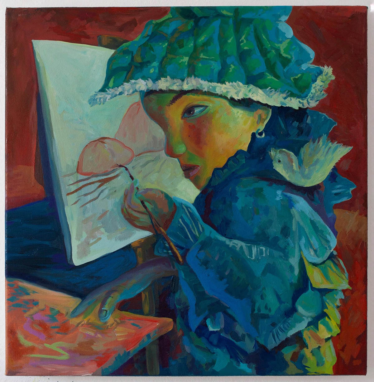  Painting dumplings, 50x50 cm, oil on canvas, 2024 (Newcube, New York) 